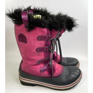 Womens SOREL 1831-SWL Faux Fur Suede Boots Pink Black US Size 6 EUR 38